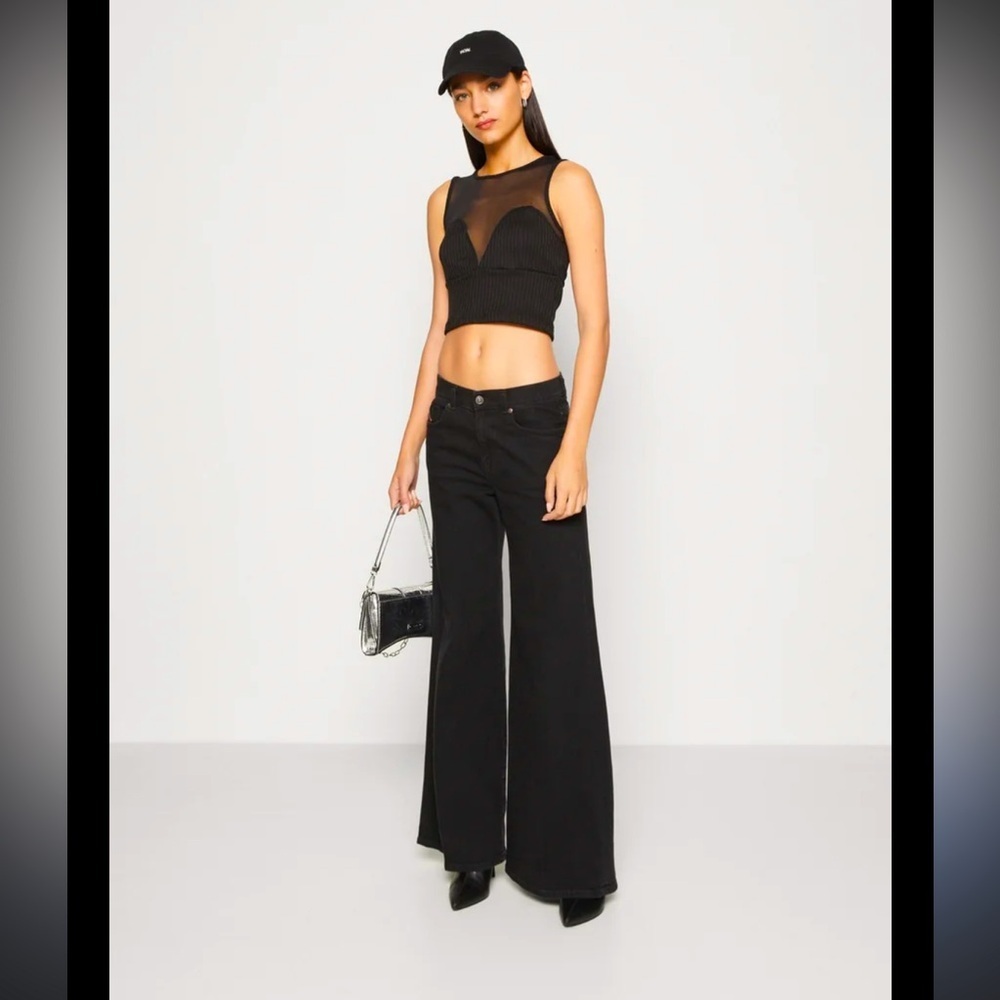 Noisy May NWT DERIN MIX black Sheer Mesh Top size L. - Picture 3 of 5
